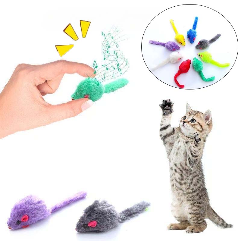 Catnip Interactive Plush Mouse - 고양이 마우스 장난감 삑삑이 소리나는 캣닙이