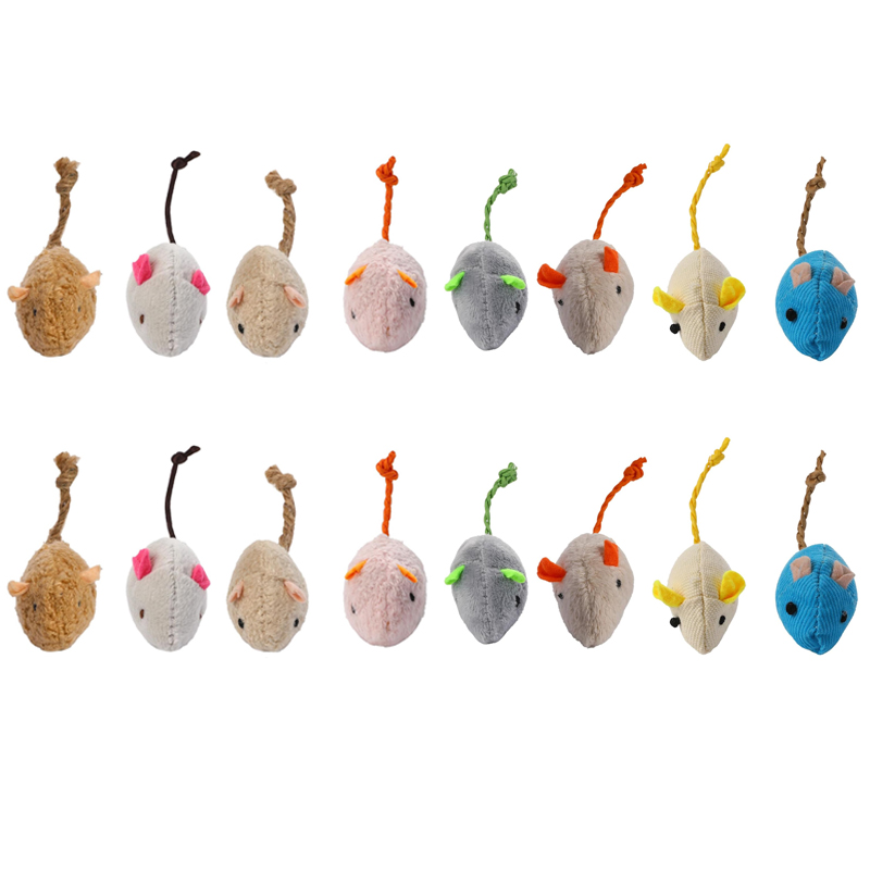 Catnip Interactive Plush Mouse - 16개입 인터랙티브 고양이 장난감 쥐 모양