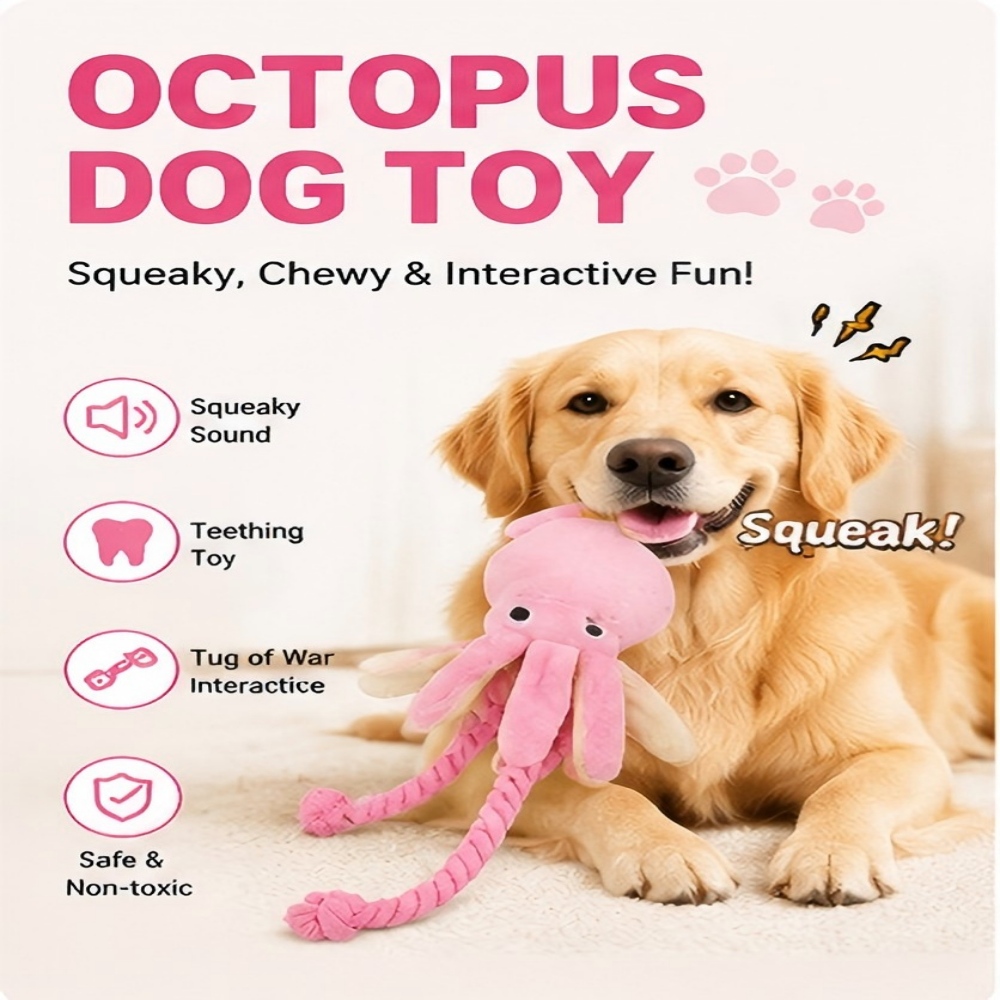 Dog Rope Toy Aggressive Chewers - 거대한 봉제 문어 모양 강아지 씹기