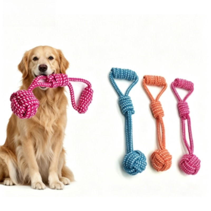 Dog Rope Toy Aggressive Chewers - 1개입 테니스 볼이 있는 매듭 씹기