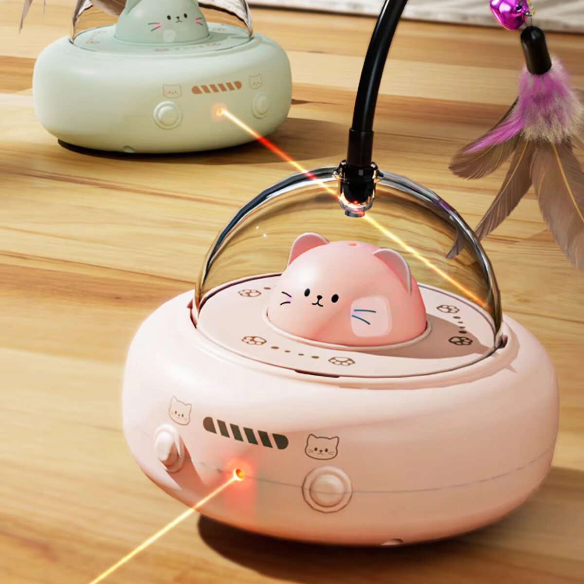 Laser Pointer Cat Toy Automatic - 깃털 막대, 레이저 포인터 및 안개등이