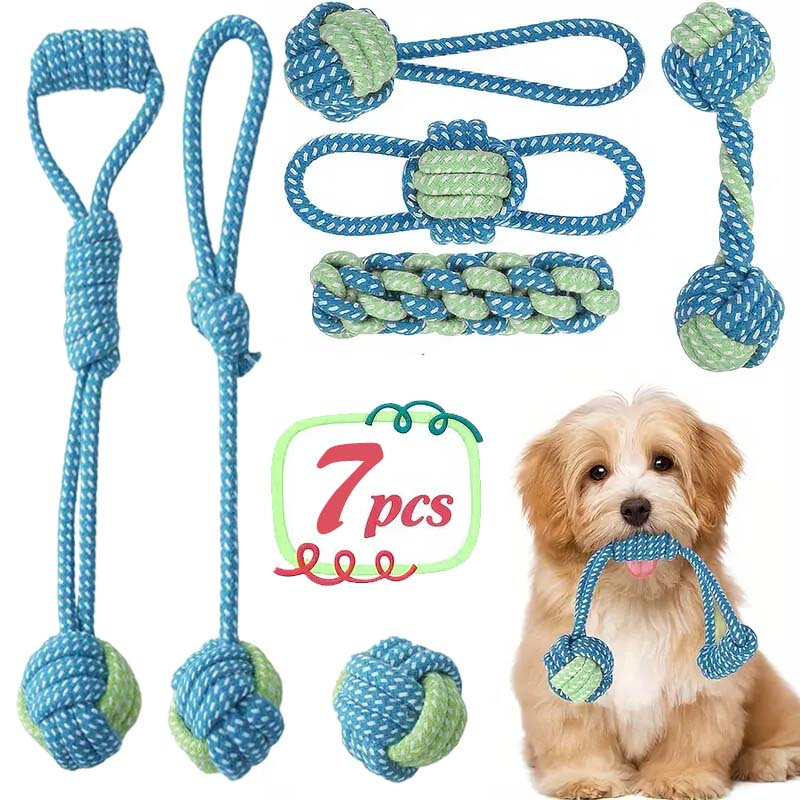 Dog Rope Toy Aggressive Chewers - 7개의 인터랙티브 매듭 장난감 내구성 훈련