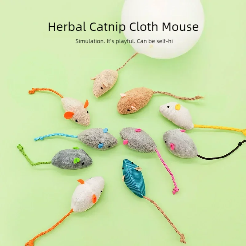 Catnip Interactive Plush Mouse - 고양이 장난감 캣닙 쥐 모양 장난감