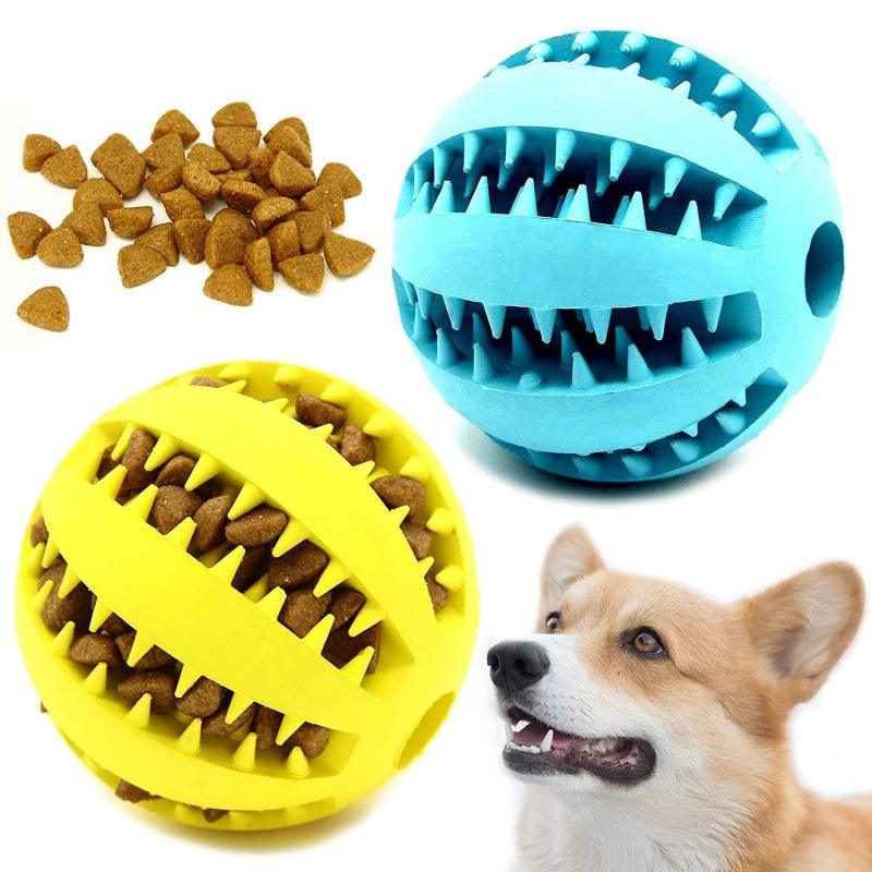 Rubber Treat Dispensing Dog Toy - 인터랙티브 강아지 장난감 공 고무 씹는