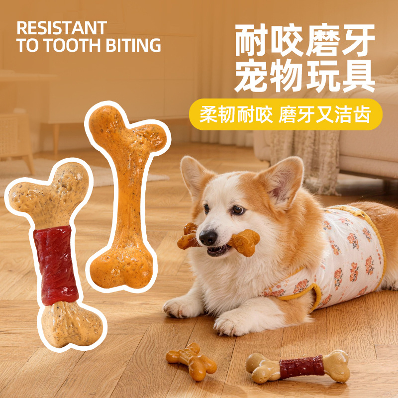Teeth Cleaning Dog Chew Bone - 강아지 장난감TPR 내구성 있는 씹힘 방지