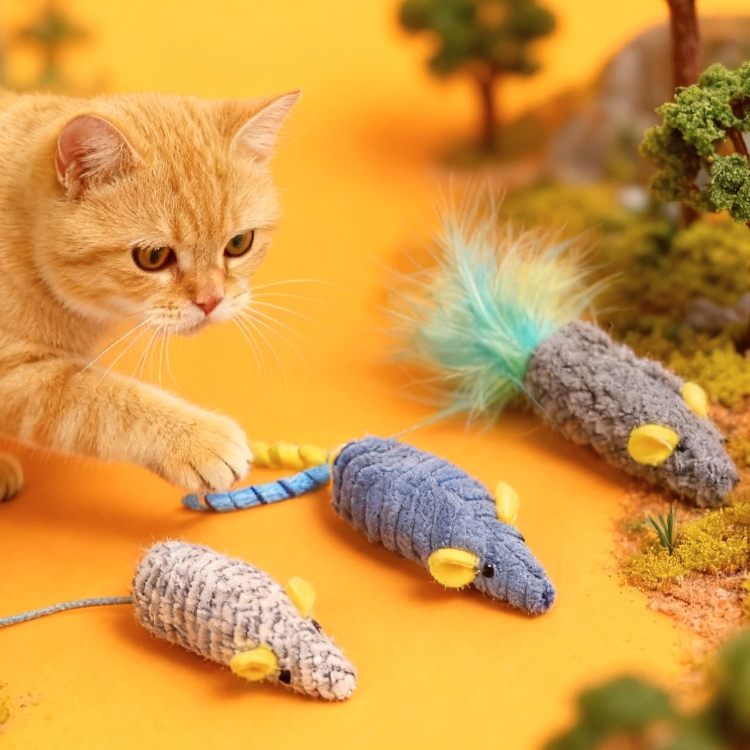고양이 장난감 3개 세트 플러시 모조 쥐 물림 소리 장 - Catnip Interactive Plush Mouse 리뷰 및 가격