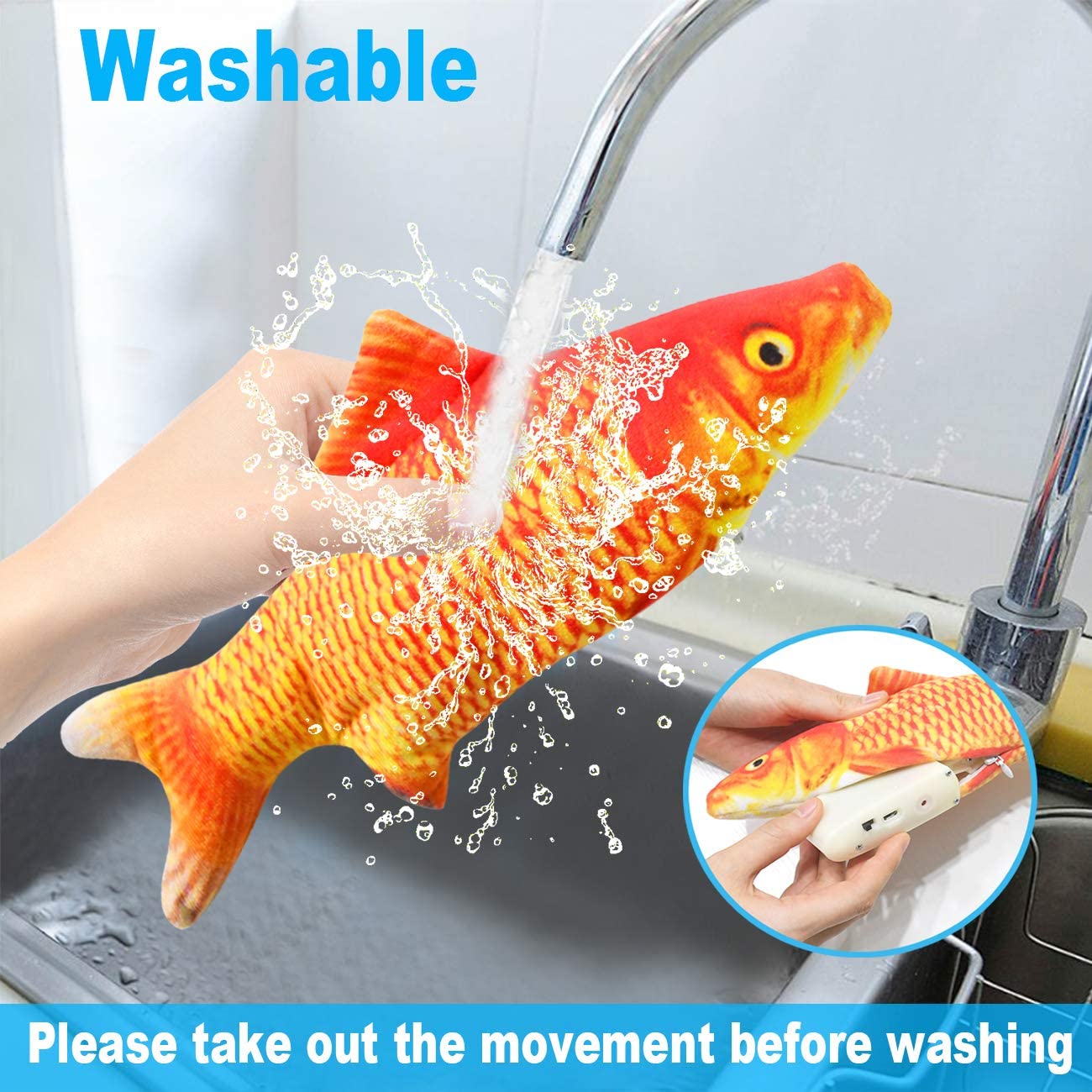고양이 장난감 물고기 USB 충전식 인터랙티브 전기 물 - Electric Floppy Fish Dog Toy 리뷰 및 가격